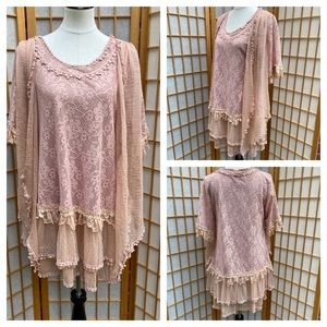 New Pretty Angel Lace Top SZ L